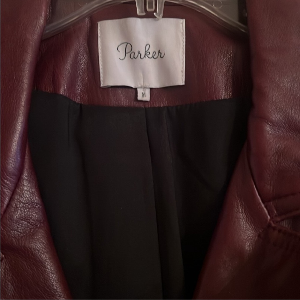 Parker Belfast Moto  Women's Burgundy Leather Moto Jacket - Picture 4 of 6